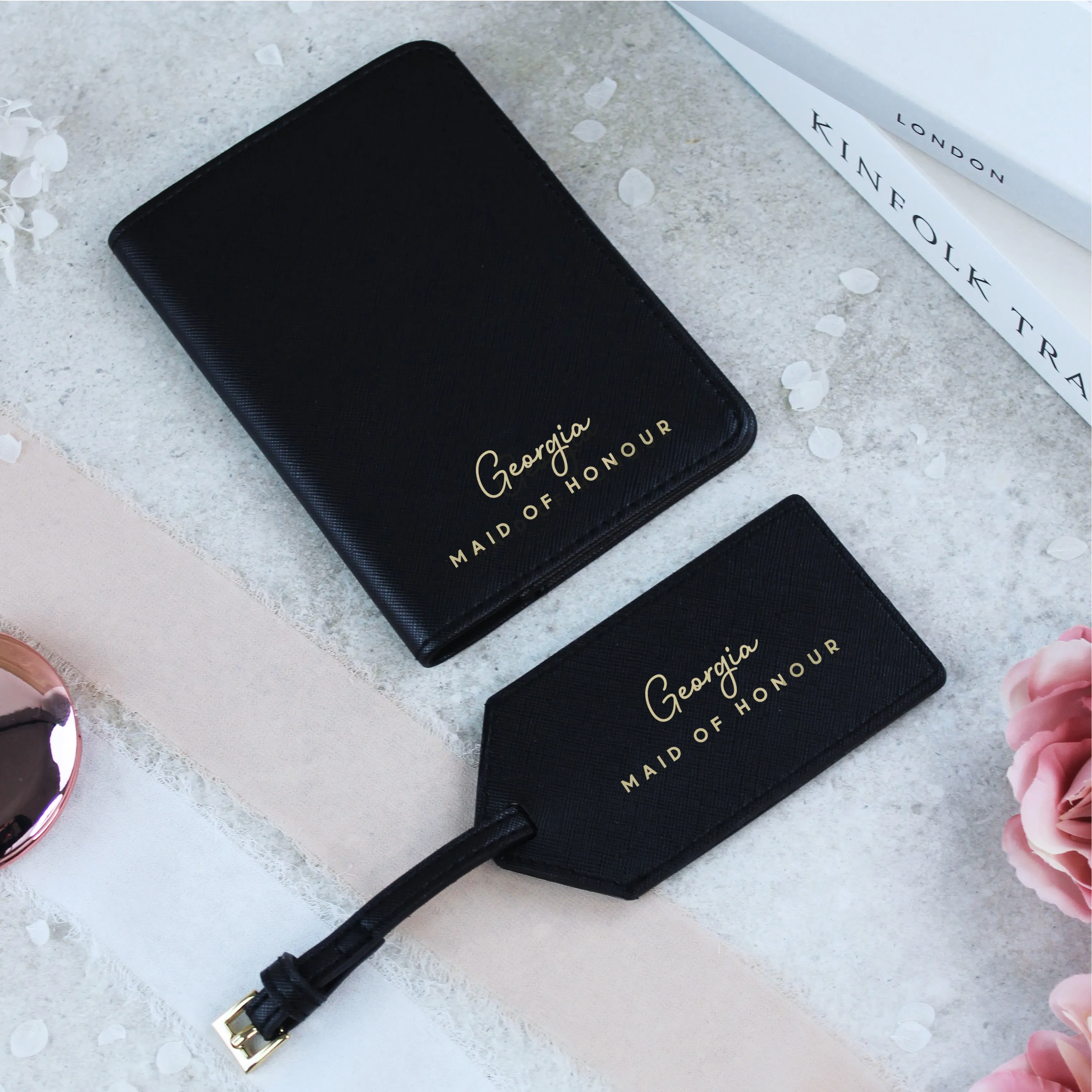 Personalised Wedding Role Passport Holder & Luggage Tag Travel Set