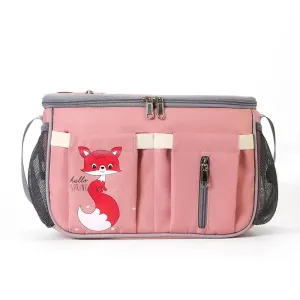 Pink Stroller Organizer Bag - Multi-Functional Baby Bag with Touchscreen Window, USB Port, and Bottle Holders