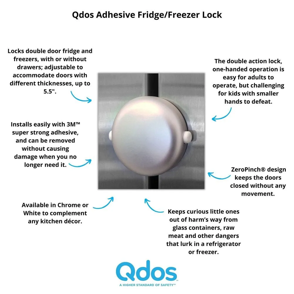 Qdos Fridge Freezer Lock - Chrome Adhesive