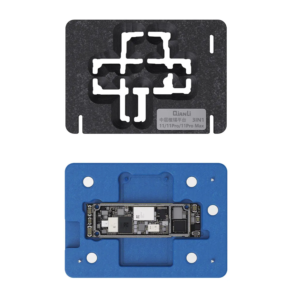 Qianli 3 in1 BGA Reballing Stencil Planting Tin Platform for iPhone 11 11Pro Max Motherboard Middle Layer Fixture Repair