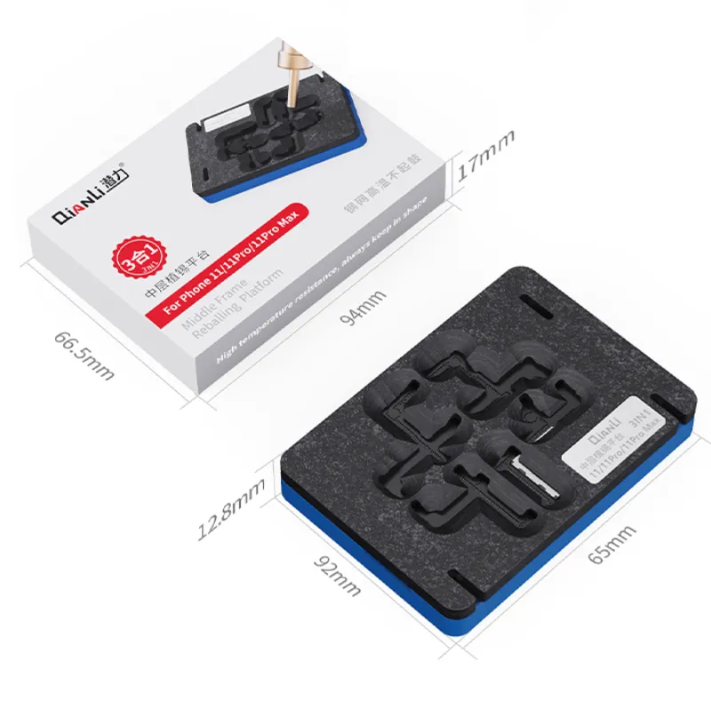 Qianli 3 in1 BGA Reballing Stencil Planting Tin Platform for iPhone 11 11Pro Max Motherboard Middle Layer Fixture Repair