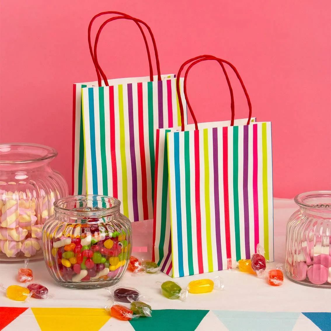 Rainbow Striped Goodie Bags 8 Pk.