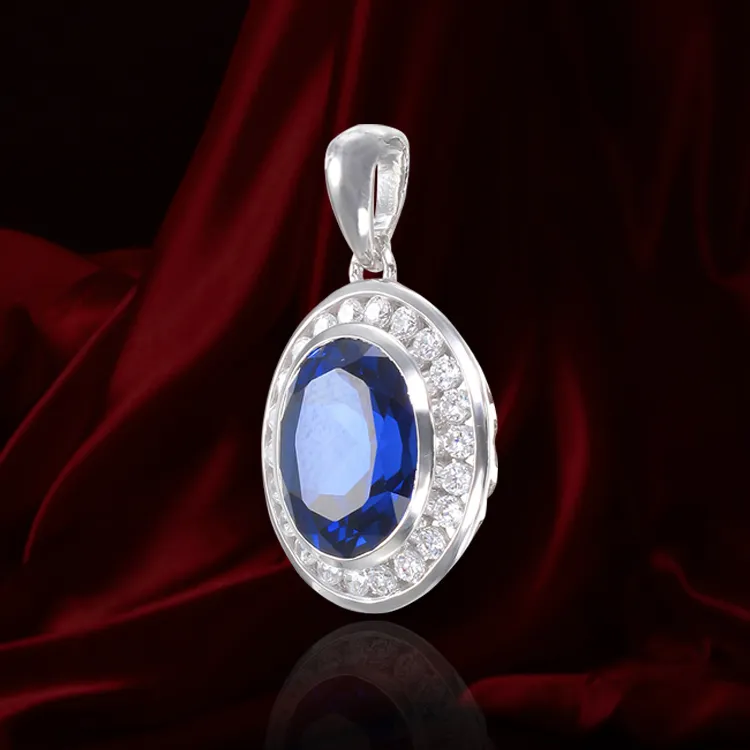 Regal Blue Sapphire Oval Pendant