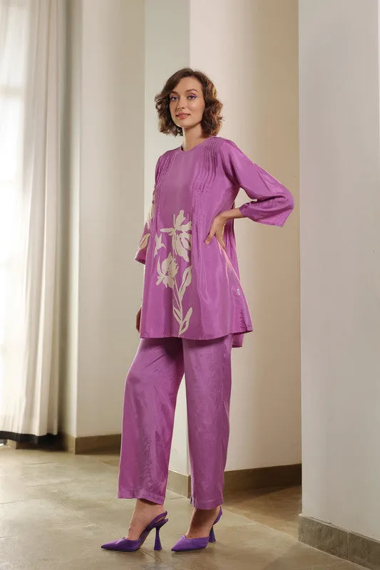 Regal Lilac Flora Russian Silk Co ord set