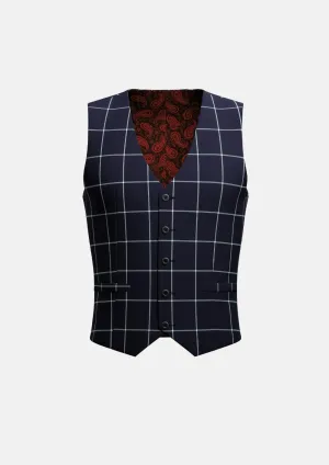 Regal Navy Windowpane Vest