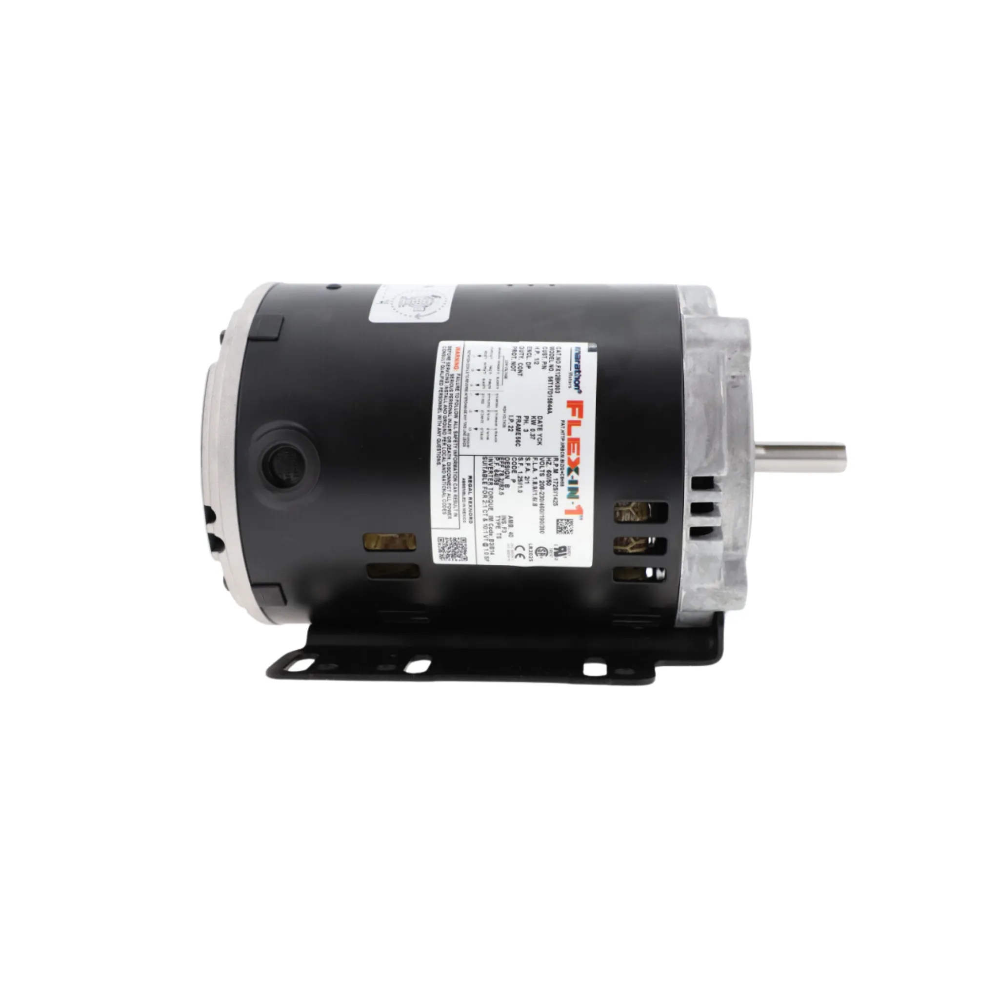 Regal Rexnord - Marathon FX12BK003 208-230V Input Voltage, 1/2HP, 60 Hertz, 1725RPM Rotation Speed, 1 Speed, 3 Phase, Motor