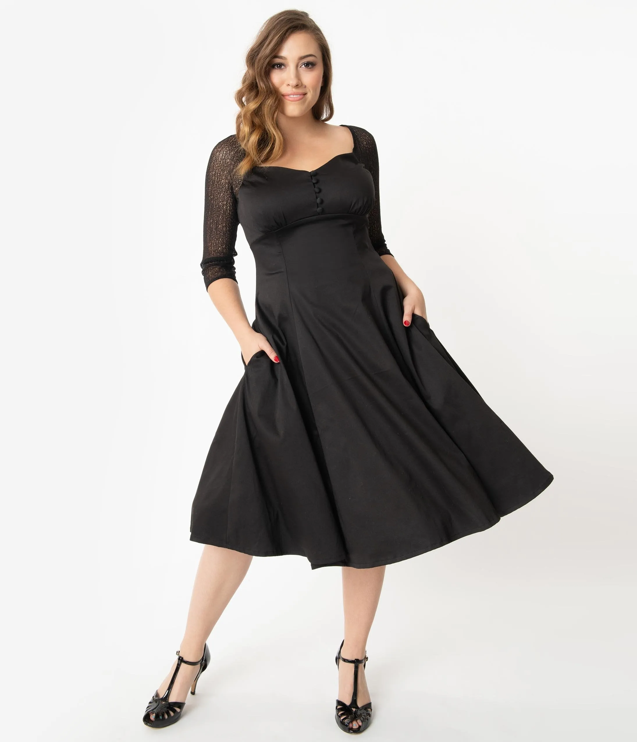 Retro Style Black Charline Swing Dress