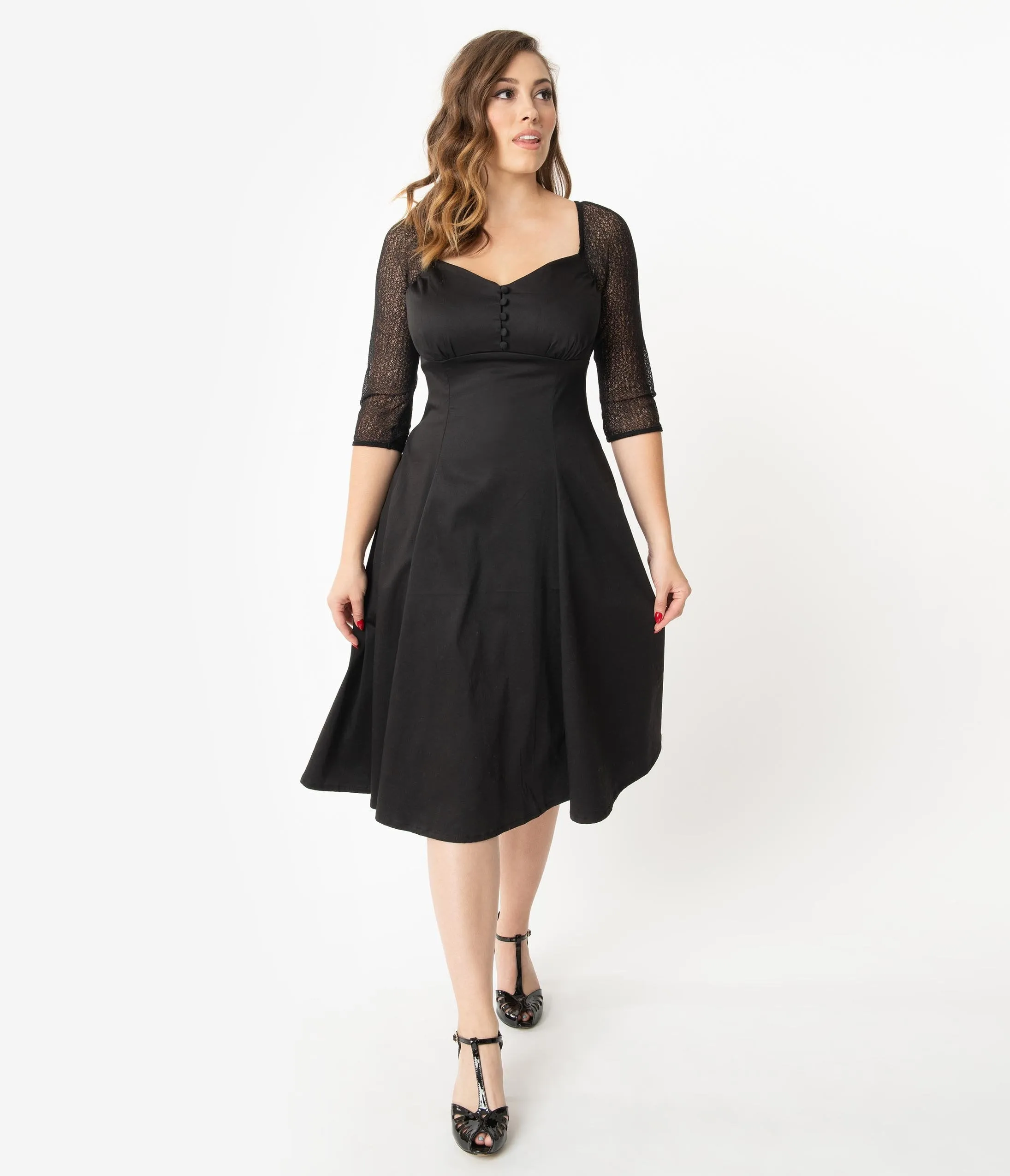 Retro Style Black Charline Swing Dress