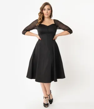 Retro Style Black Charline Swing Dress