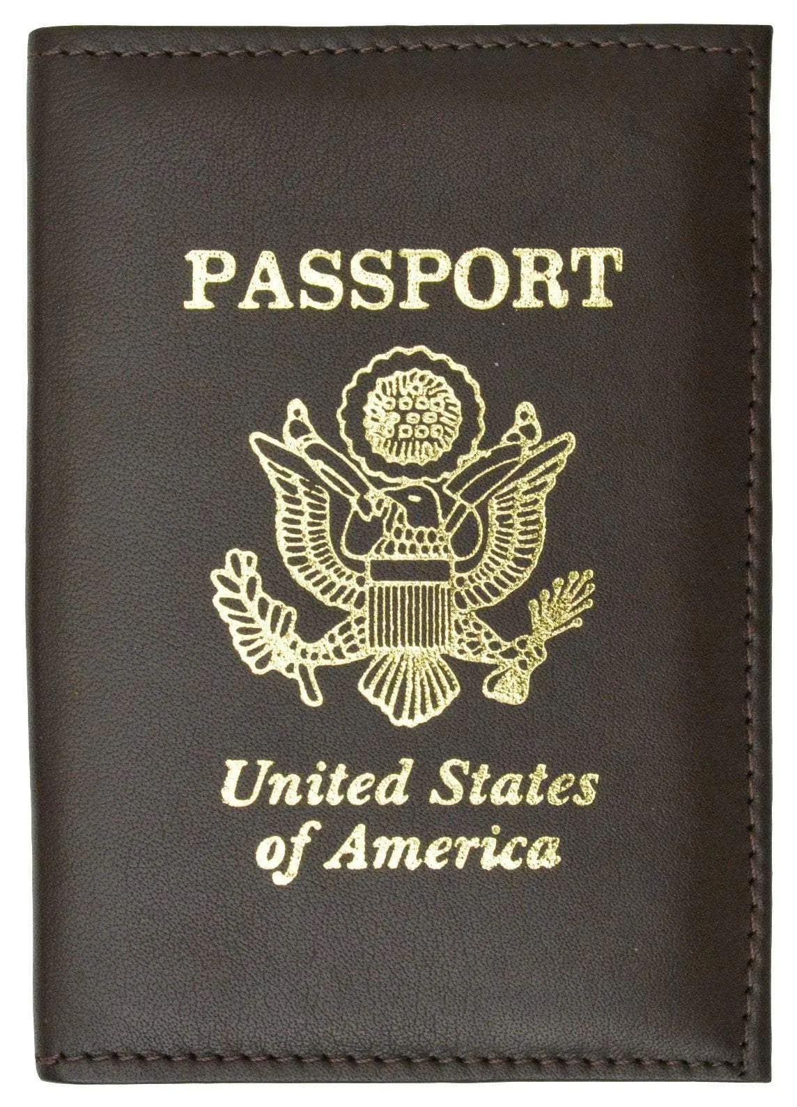 RFID Blocking Premium Leather United States Passport Holder Golden Print Emblem RFID P 601 USA (C)