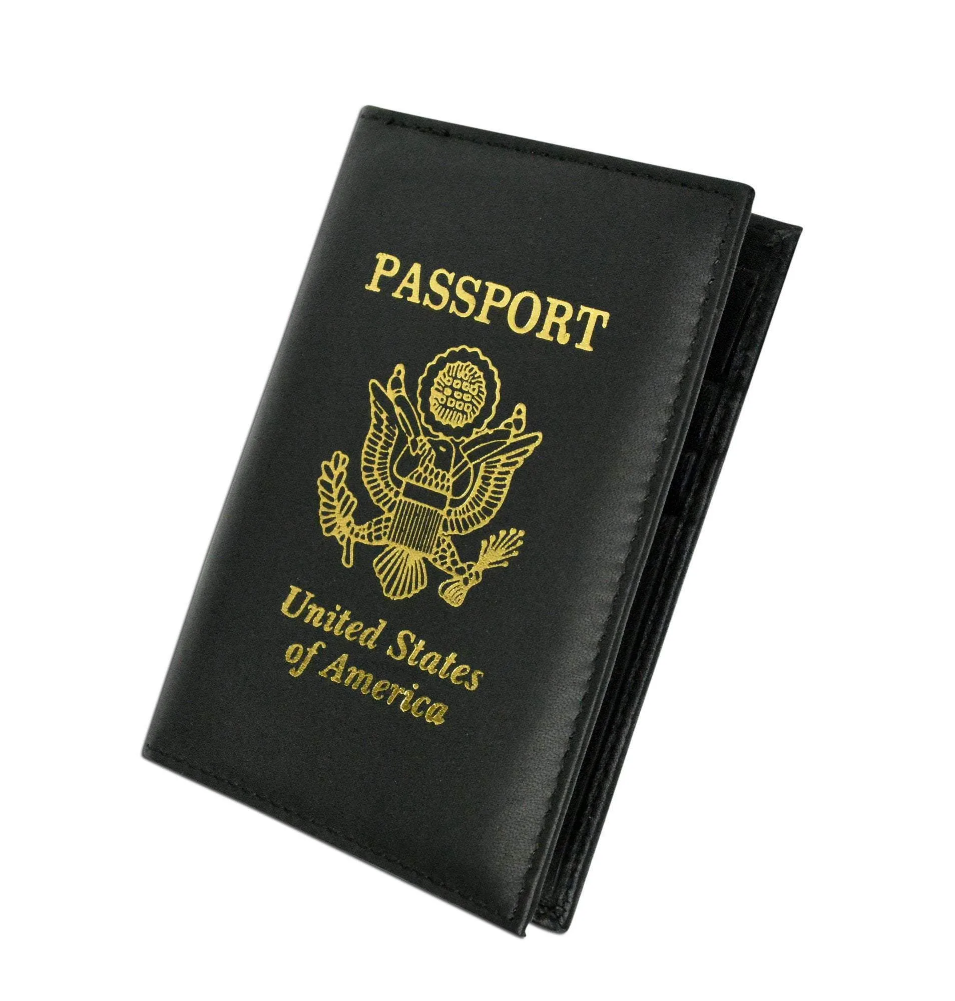 RFID Blocking Premium Leather United States Passport Holder Golden Print Emblem RFID P 601 USA (C)