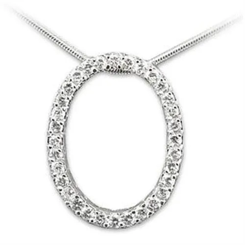 Rhodium 925 Sterling Silver Pendant with AAA Grade CZ in Clear for Women Clear Stone Color Style LOAS807