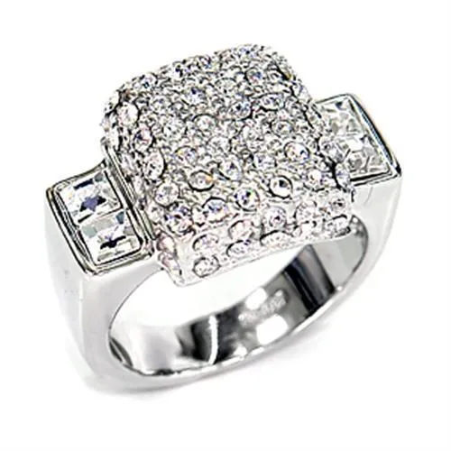 Rhodium 925 Sterling Silver Ring with Top Grade Crystal in Clear for Women Style 7X384