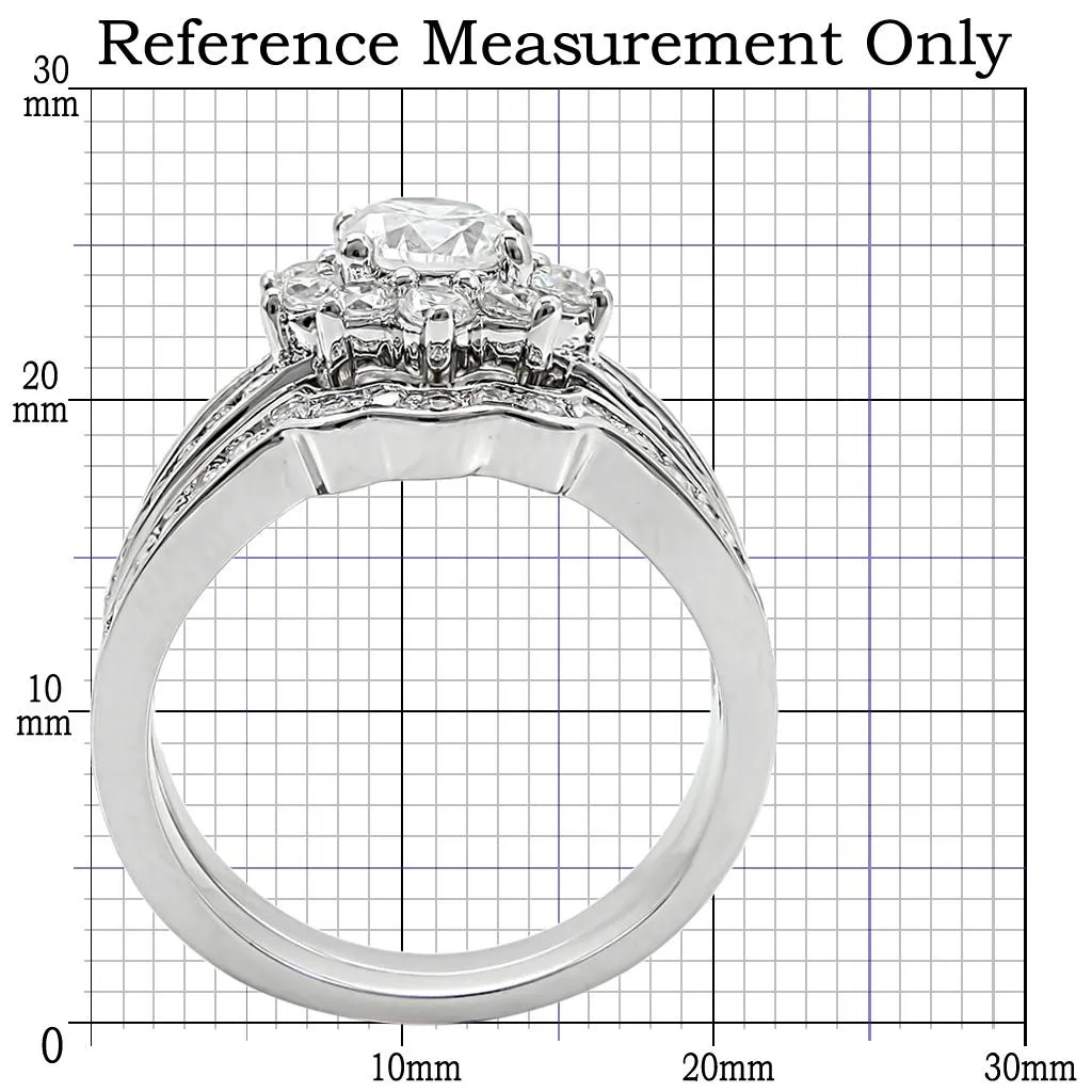 Rhodium Brass Ring with AAA Grade CZ in Clear for Women Style 1W008