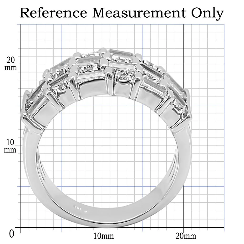 Rhodium Brass Ring with AAA Grade CZ in Clear for Women Style 1W024