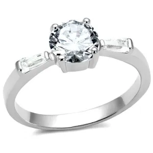 Rhodium Brass Ring with AAA Grade CZ in Clear for Women Style 3W1339