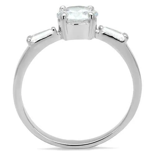 Rhodium Brass Ring with AAA Grade CZ in Clear for Women Style 3W1339