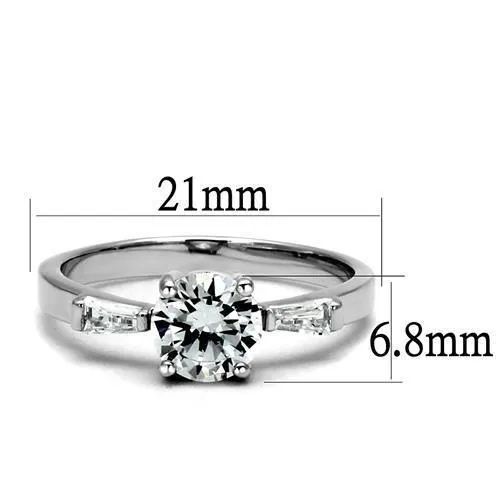 Rhodium Brass Ring with AAA Grade CZ in Clear for Women Style 3W1339