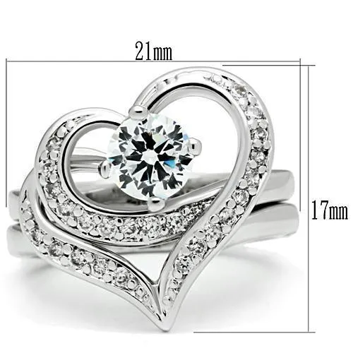 Rhodium Brass Ring with AAA Grade CZ in Clear for Women Style 3W220