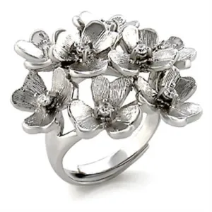 Rhodium Brass Ring with AAA Grade CZ in Clear for Women Style 9W052