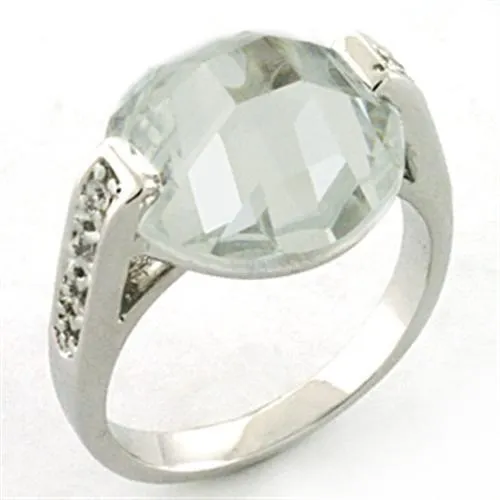 Rhodium Brass Ring with AAA Grade CZ in Clear for Women Style LOA665