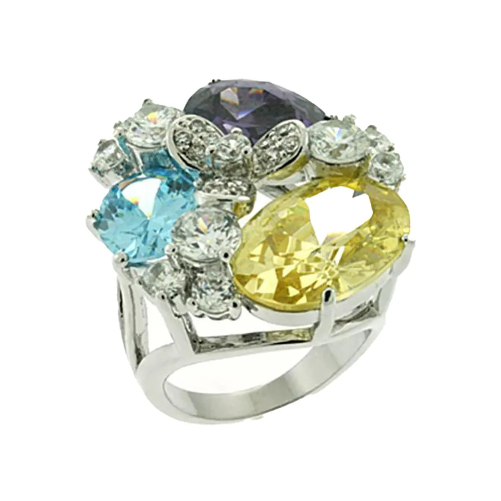 Ring AAA GRD CZ Multi LOA606 for Women Style Rhodium