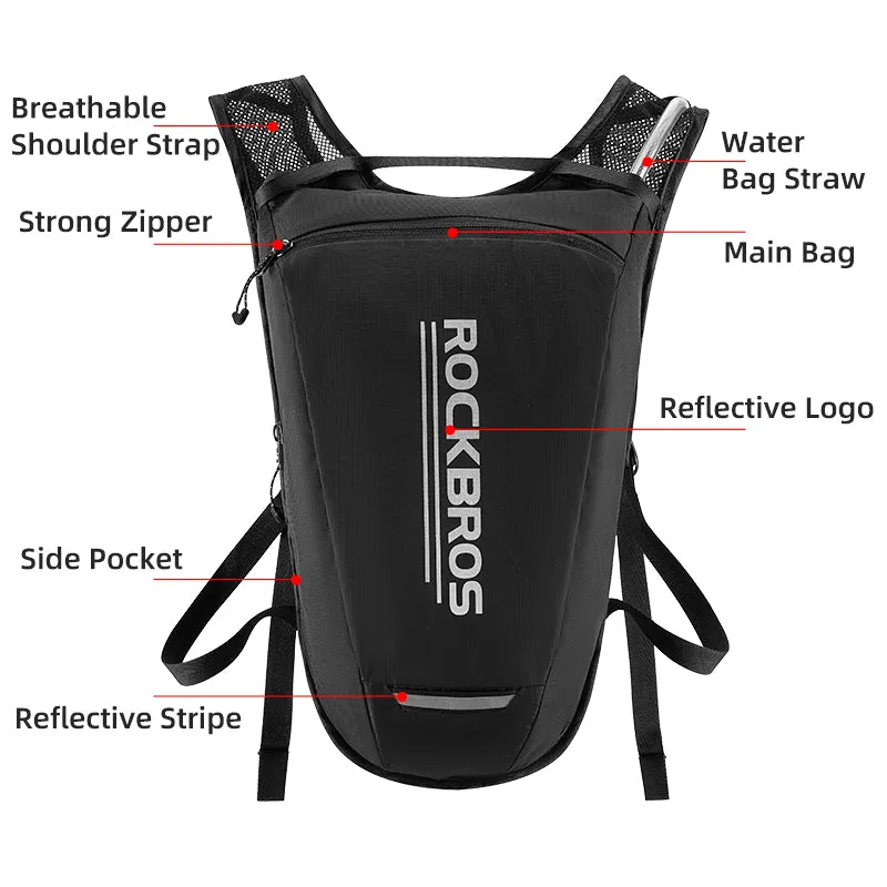 ROCKBROS Hydration Pack with 2L Leak-Proof Bladder for Hiking, Cycling, Running