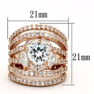 Rose Gold Brass Ring with AAA Grade CZ in Clear for Women Style LOA879