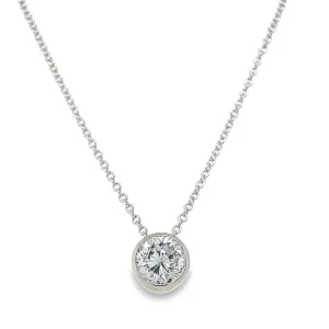 Round Diamond Solitaire Pendant Necklace 14k White Gold 0.89 cts