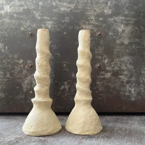 Rustic Papier Mache Candlestick - Edith