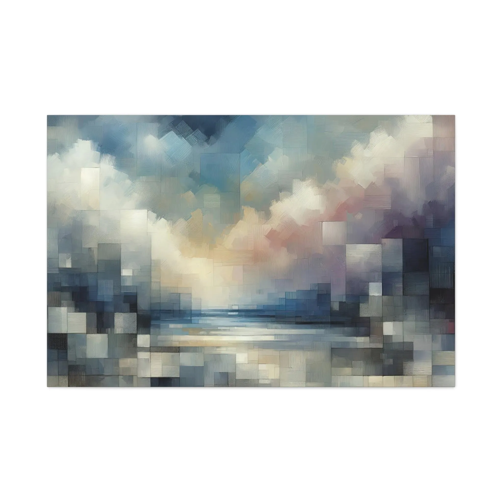 Serene Reverie: Abstract Cubist Wall Art - canvas