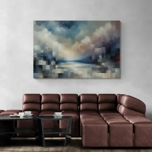 Serene Reverie: Abstract Cubist Wall Art - canvas