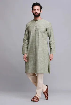 Set of 2: Sea Green Cotton Kurta and Pyjama