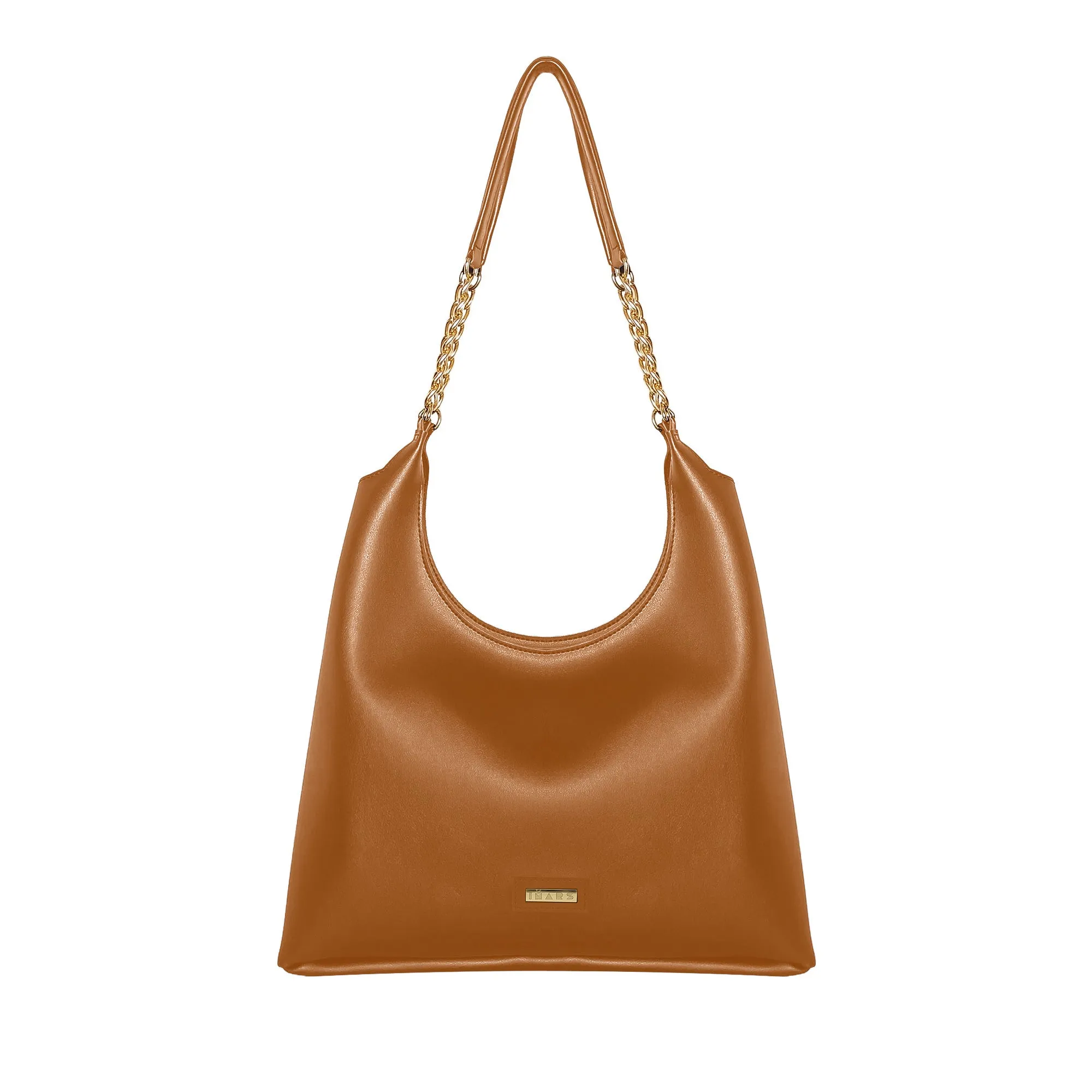 Shoulder Hobo Chain Bag Brown | Vegan Leather Women & Girl's Handbag