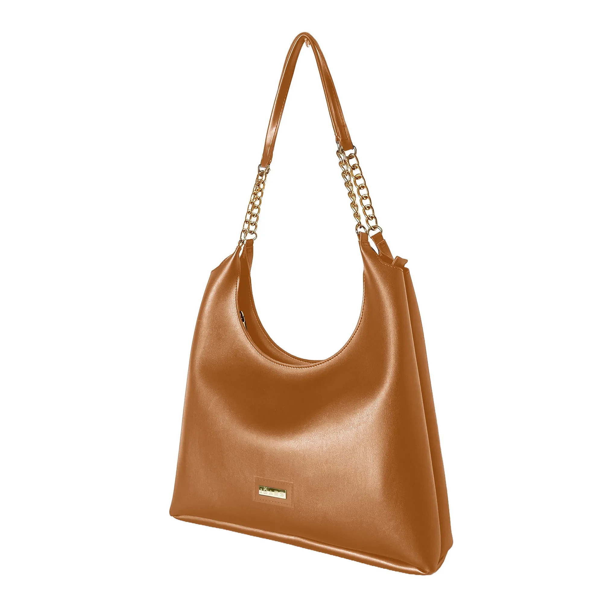 Shoulder Hobo Chain Bag Brown | Vegan Leather Women & Girl's Handbag