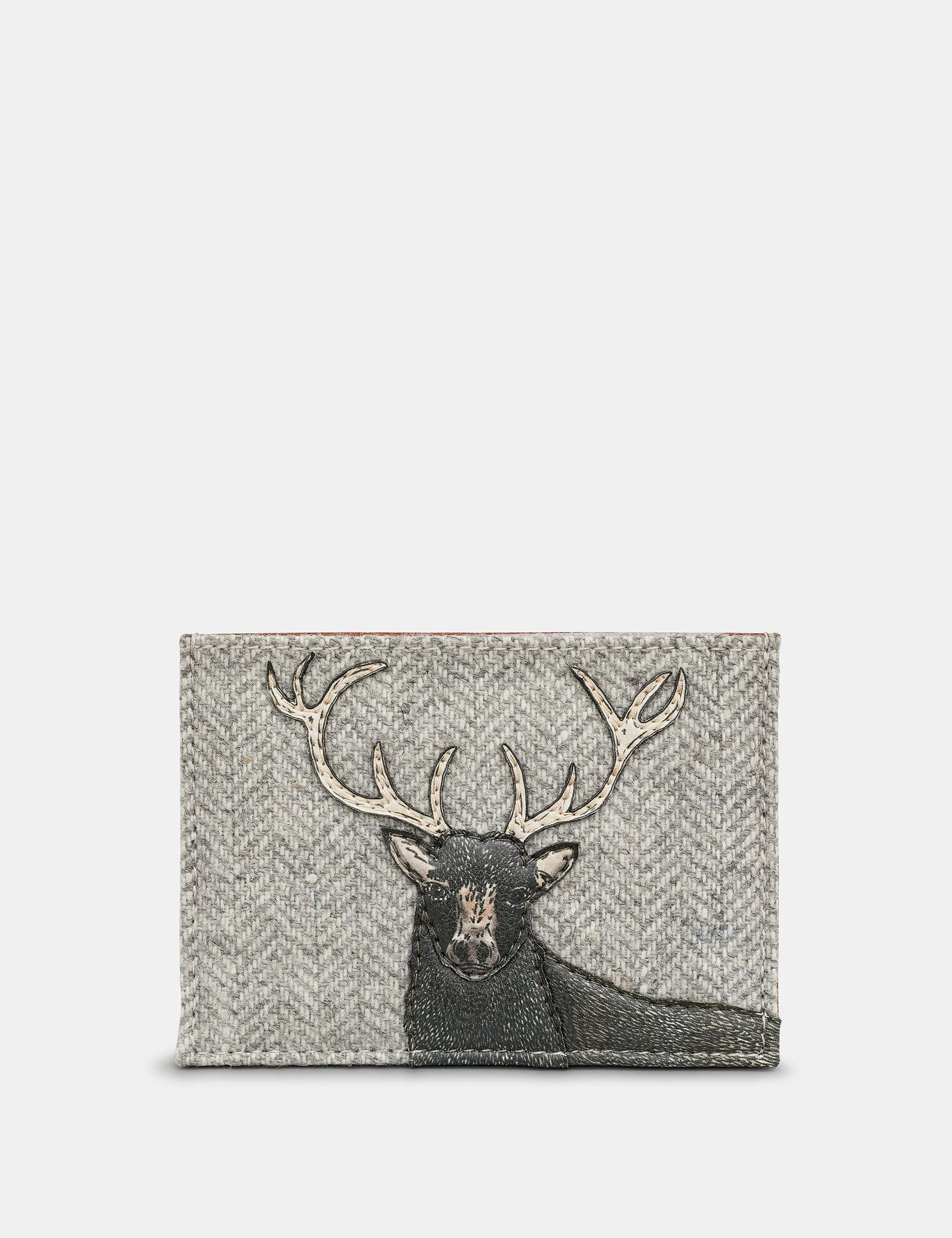 Stag Tweed & Brown Leather Card Holder