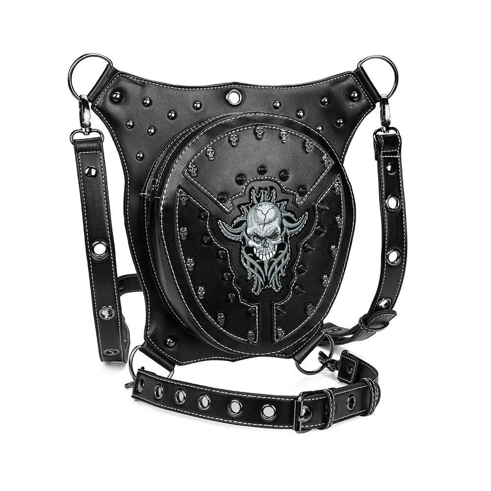 Steampunk Biker Rivets Waist Leg Bag / Unisex Multifunctional Bag