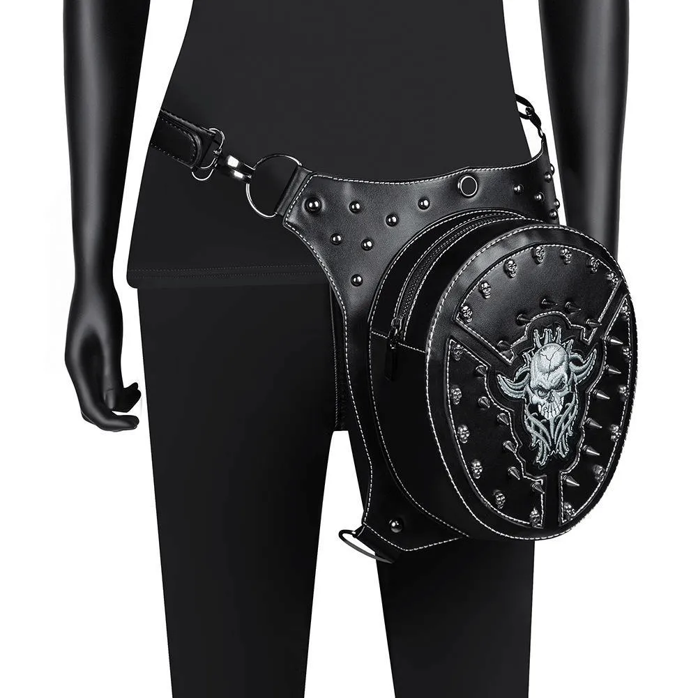 Steampunk Biker Rivets Waist Leg Bag / Unisex Multifunctional Bag