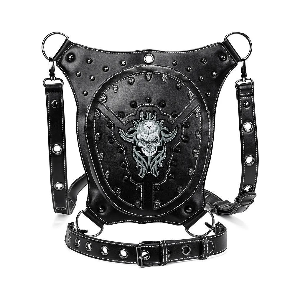 Steampunk Biker Rivets Waist Leg Bag / Unisex Multifunctional Bag