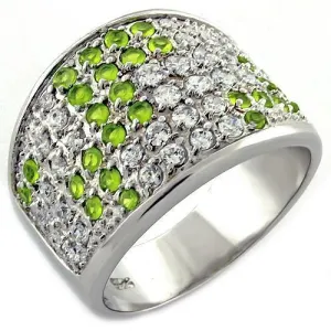 Sterling Silver Ring AAA GRD CZ Multi LOAS1007 for Women Style Rhodium