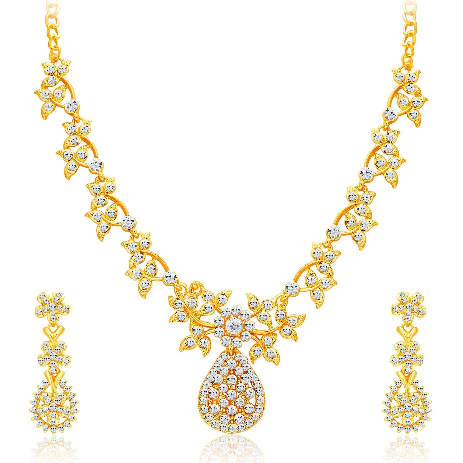 Sukkhi Alluring Gold Plated AD Necklace Set For Women