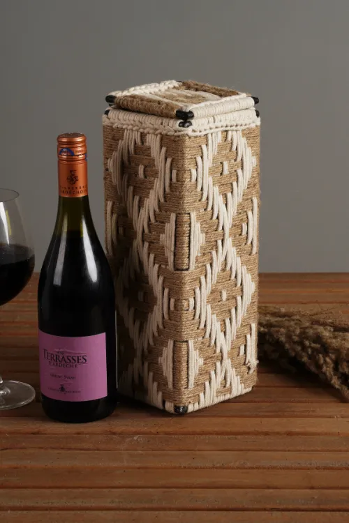 Svelte Yellow And Jute Wine Box