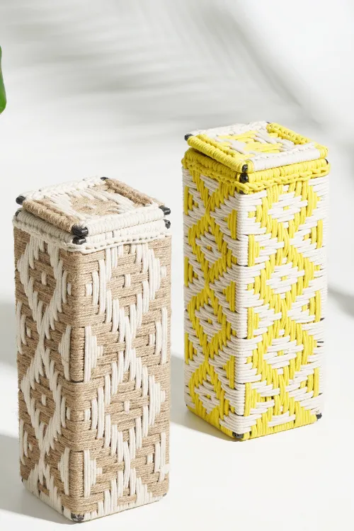 Svelte Yellow And Jute Wine Box