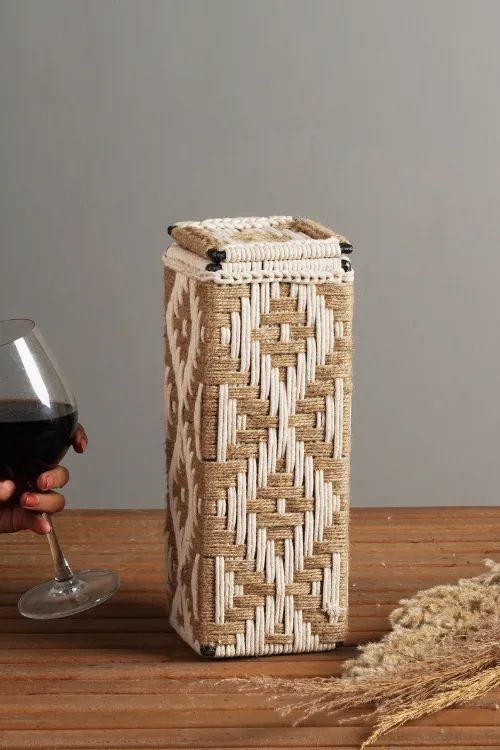 Svelte Yellow And Jute Wine Box