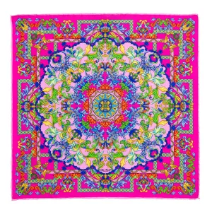 Taormina Art Fuchsia Silk Twill Pocket Square