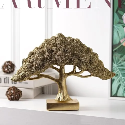 The Artment your artistic apartment Feng Shui Bonsai Brilliance Golden Resin Tree Showpiece: Home Décor for Living Room, Bedroom - Ideal Gift, Office Desk Accent, Artisan Crafted, Elegant Design