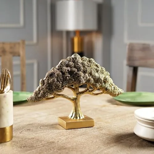 The Artment your artistic apartment Feng Shui Bonsai Brilliance Golden Resin Tree Showpiece: Home Décor for Living Room, Bedroom - Ideal Gift, Office Desk Accent, Artisan Crafted, Elegant Design