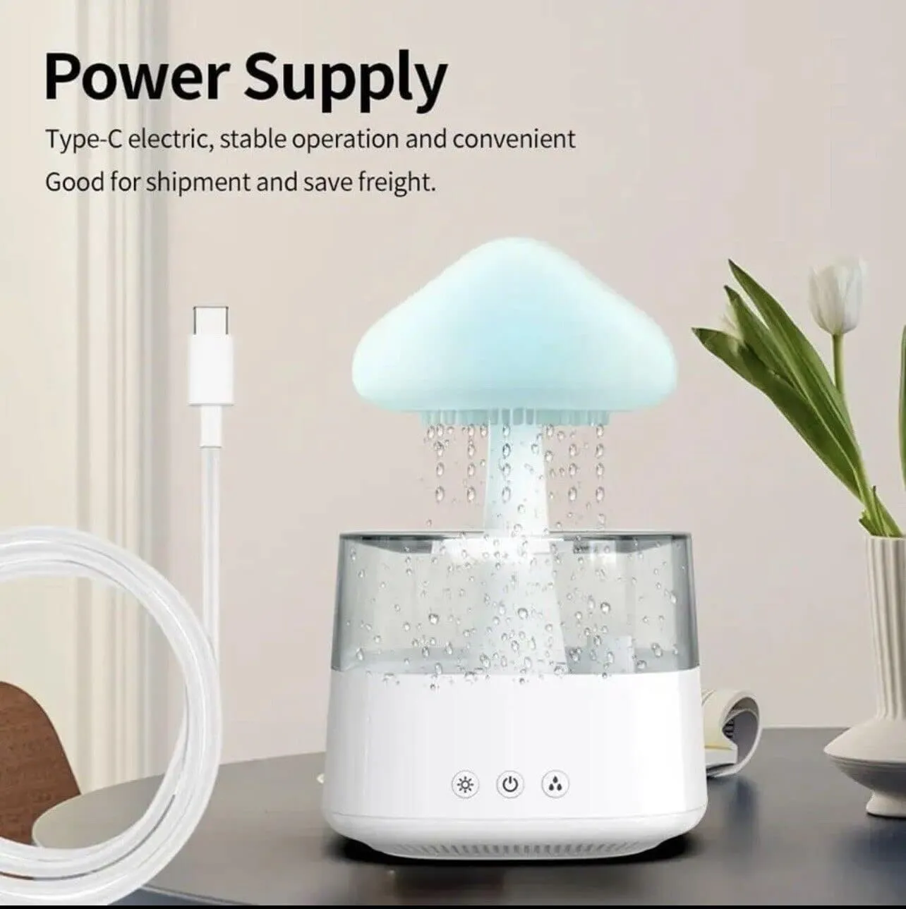 The Artment Your Artistic Apartment Nimbus Rain Cloud Humidifier | Essential Oil Diffuser Humidifier Desk Fountain Bedside Sleeping Relaxing Mood Water Drop Sound - White (Pack of 1)