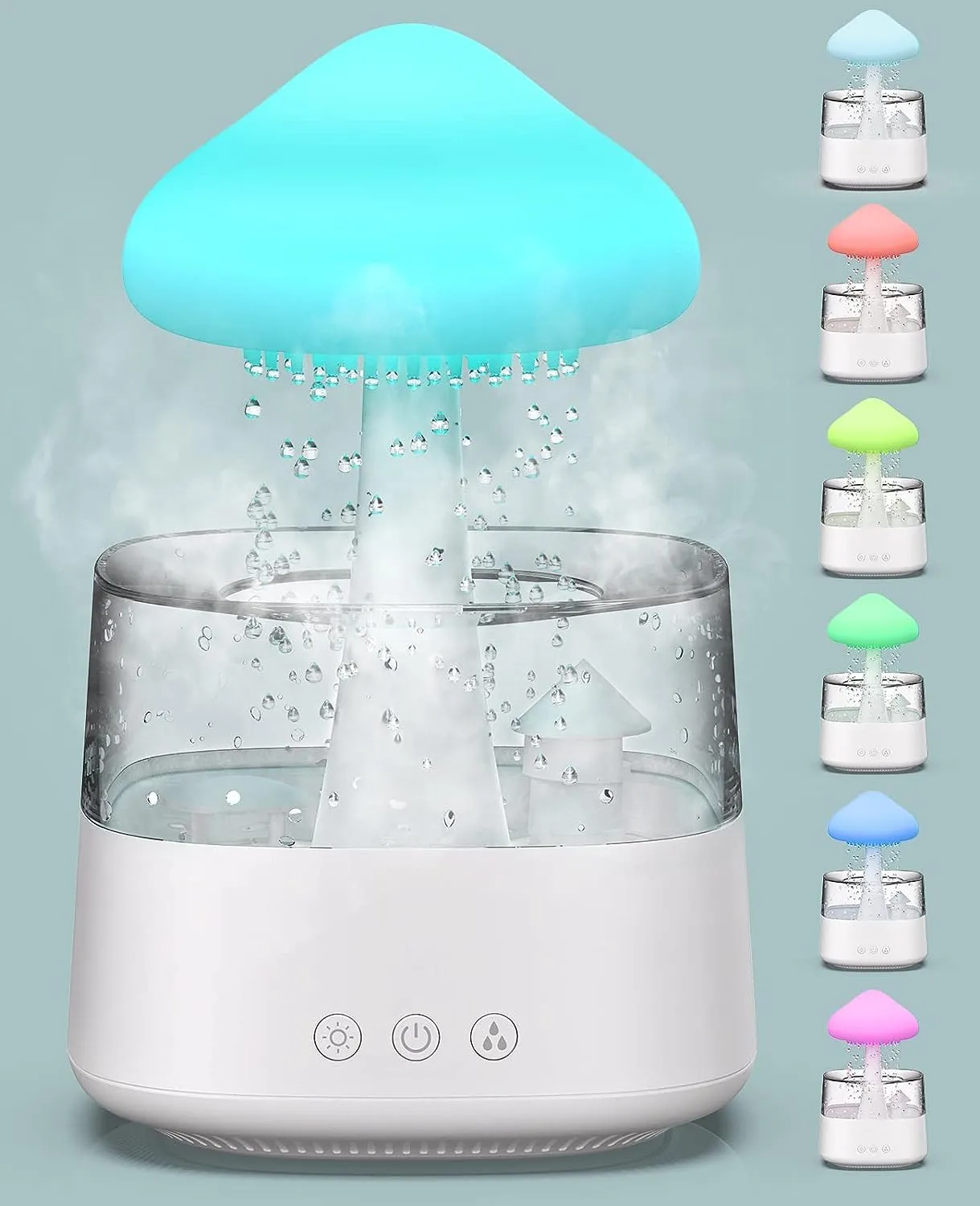 The Artment Your Artistic Apartment Nimbus Rain Cloud Humidifier | Essential Oil Diffuser Humidifier Desk Fountain Bedside Sleeping Relaxing Mood Water Drop Sound - White (Pack of 1)