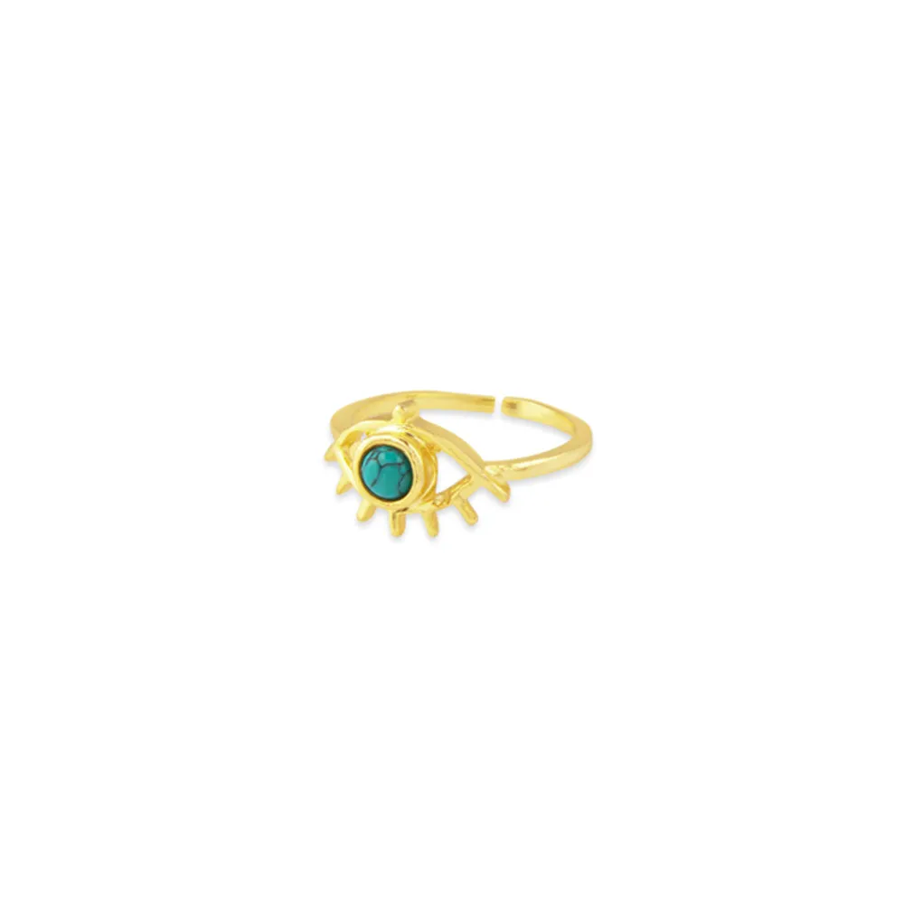 Theia Eye Gold Tone Ring With Stone Set